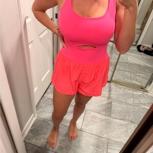 Free People Righteous Runsie Vibrant Pink Athletic Romper